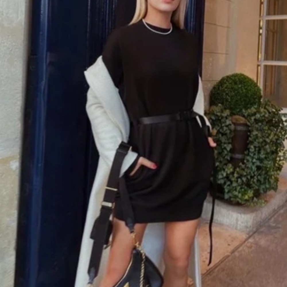 Alo Yoga Cityscape Sweatshirt Dress in Black - Picture 3 of 11